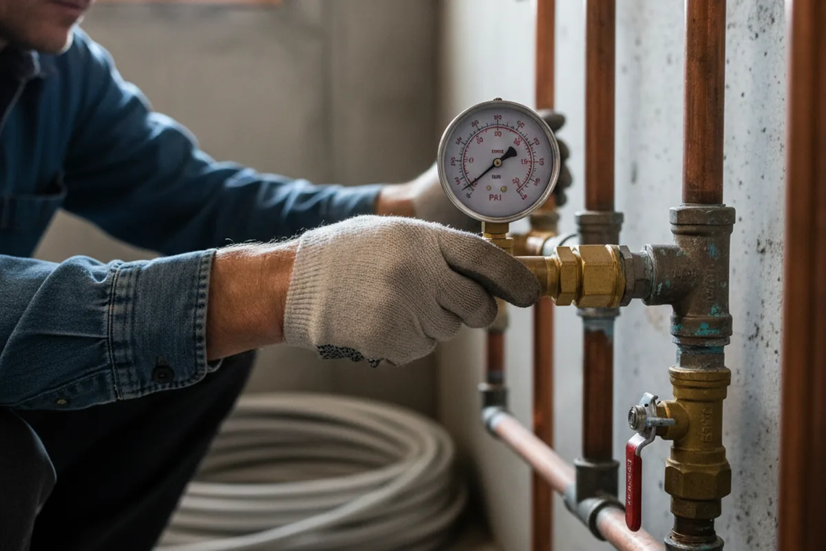 Pressure testing a repaired line during Water Line Repair in Eighty Four